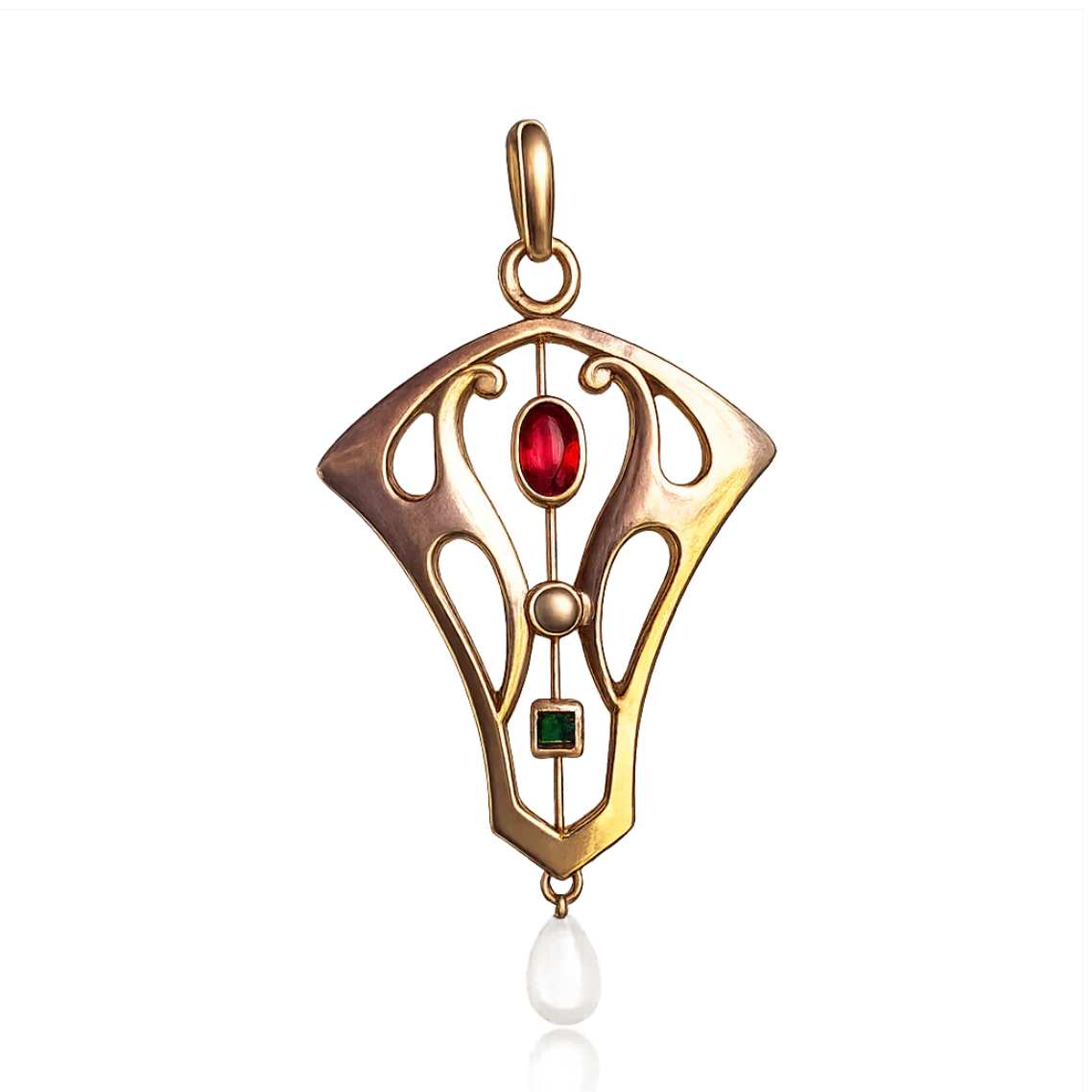 Original Jugendstil-Anhänger mit Perle und Schmucksteinen | ca. 1900–1915