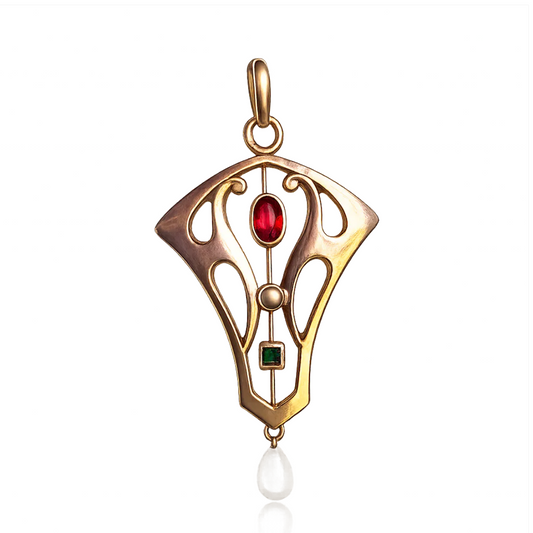 Original Jugendstil-Anhänger mit Perle und Schmucksteinen | ca. 1900–1915