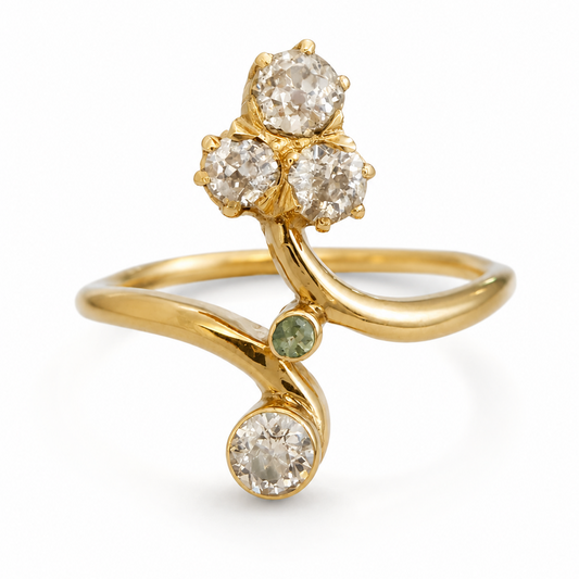 Eleganter Vintage-Diamantring aus 585 Gold – mit floralem Design und Diamantbesatz