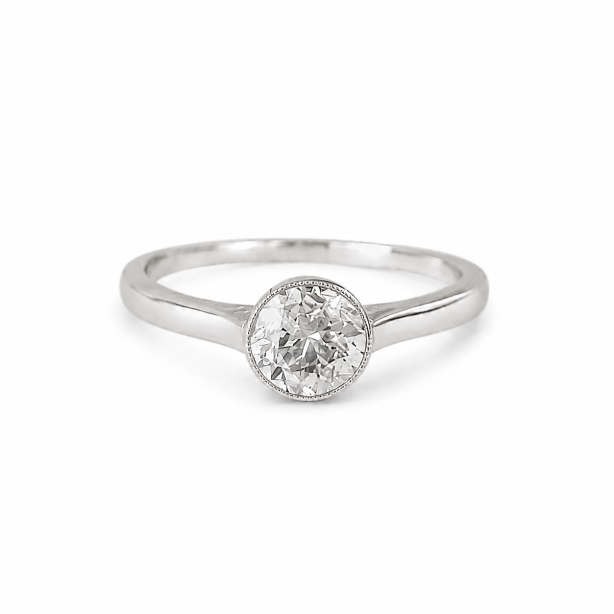 schöner Altschliff Solitär Diamantring 0,50 ct Weißgold 585 - Wien 1920
