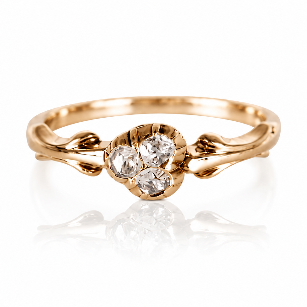 Antiker Rosenschliff-Diamantring 14 Karat Gold – Jugendstil um 1900–1920