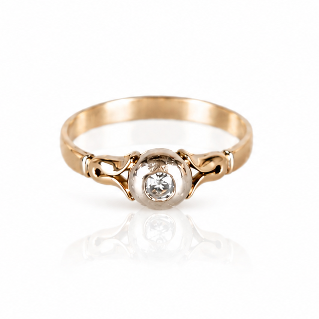 Antiker Diamantring mit Altschliff-Diamant in 585 Gold – Jugendstil bis frühe Art Déco Zeit