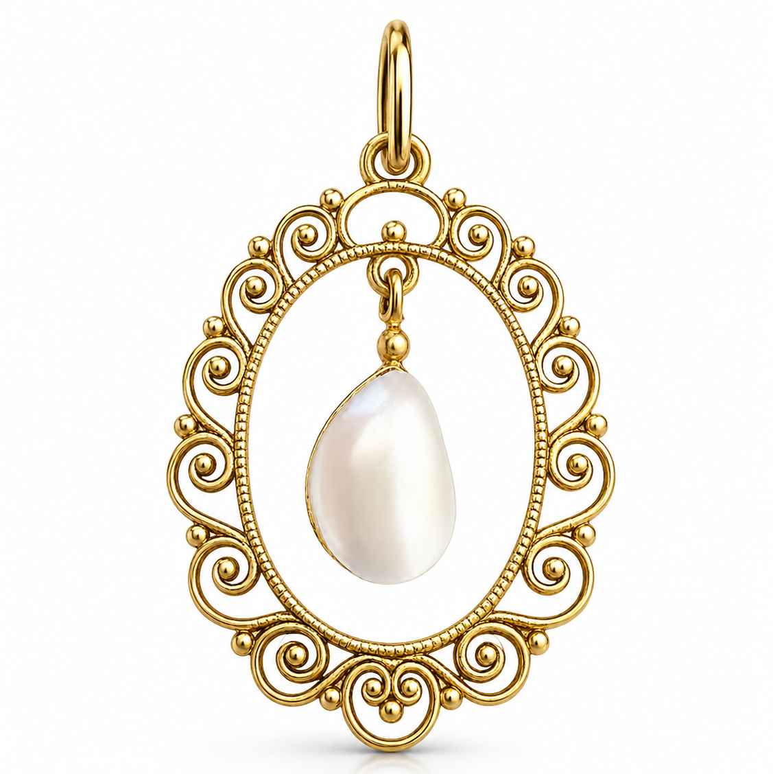 Vintage Perlen-Anhänger aus 750 Gold mit kunstvoller Filigranarbeit | VINTAGE SISSI