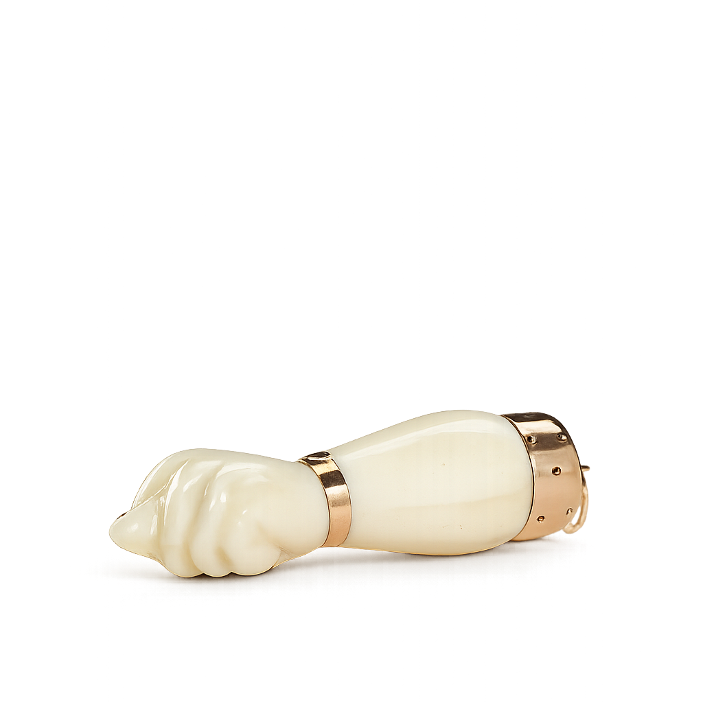 Antiker Fig-Hand Anhänger „Mano Fico“ aus 585 Gold – Glücksbringer um 1890–1910