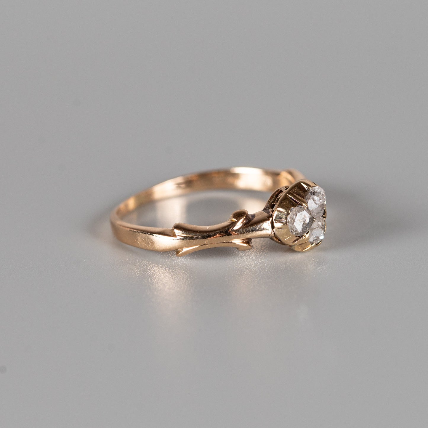Antiker Rosenschliff-Diamantring 14 Karat Gold – Jugendstil um 1900–1920