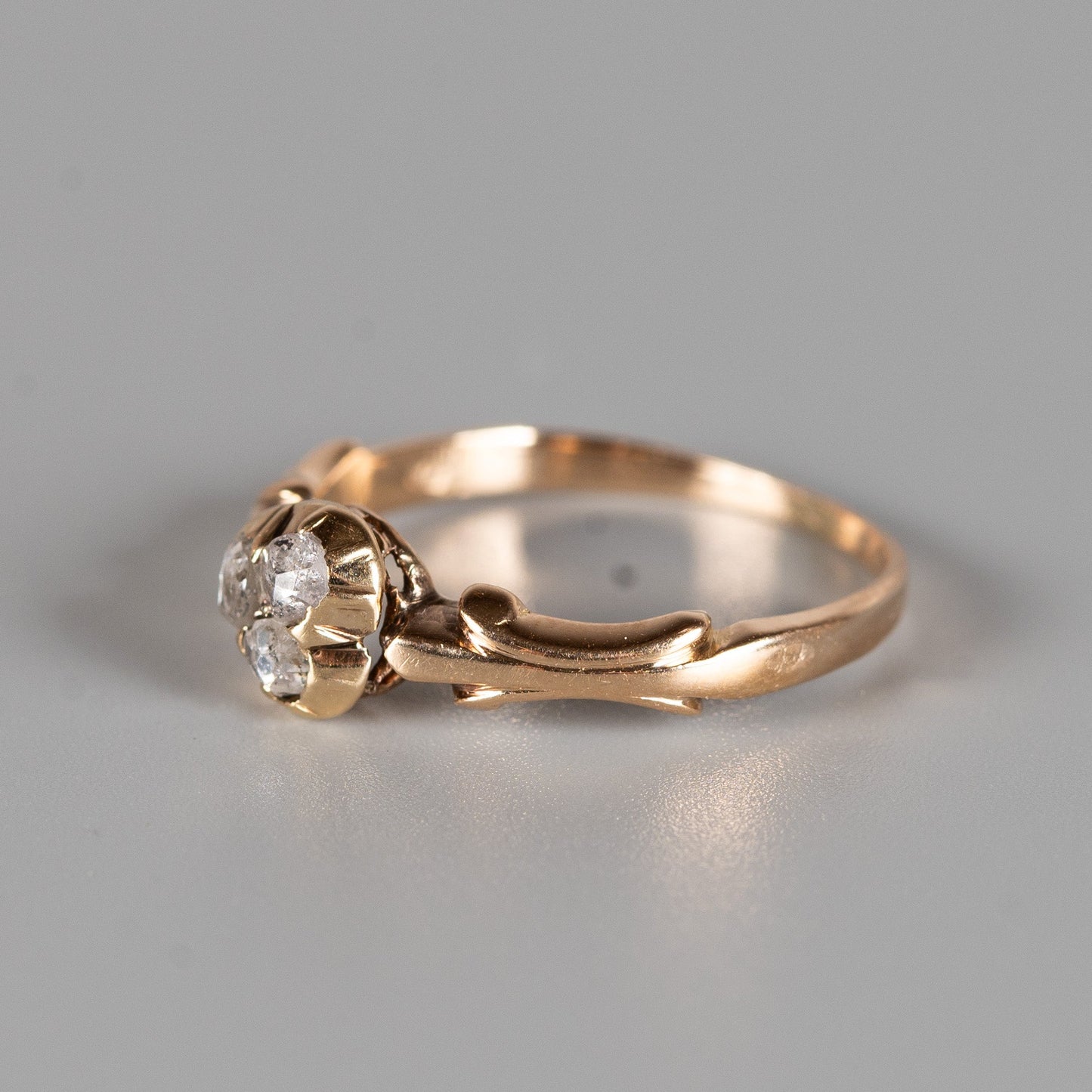 Antiker Rosenschliff-Diamantring 14 Karat Gold – Jugendstil um 1900–1920