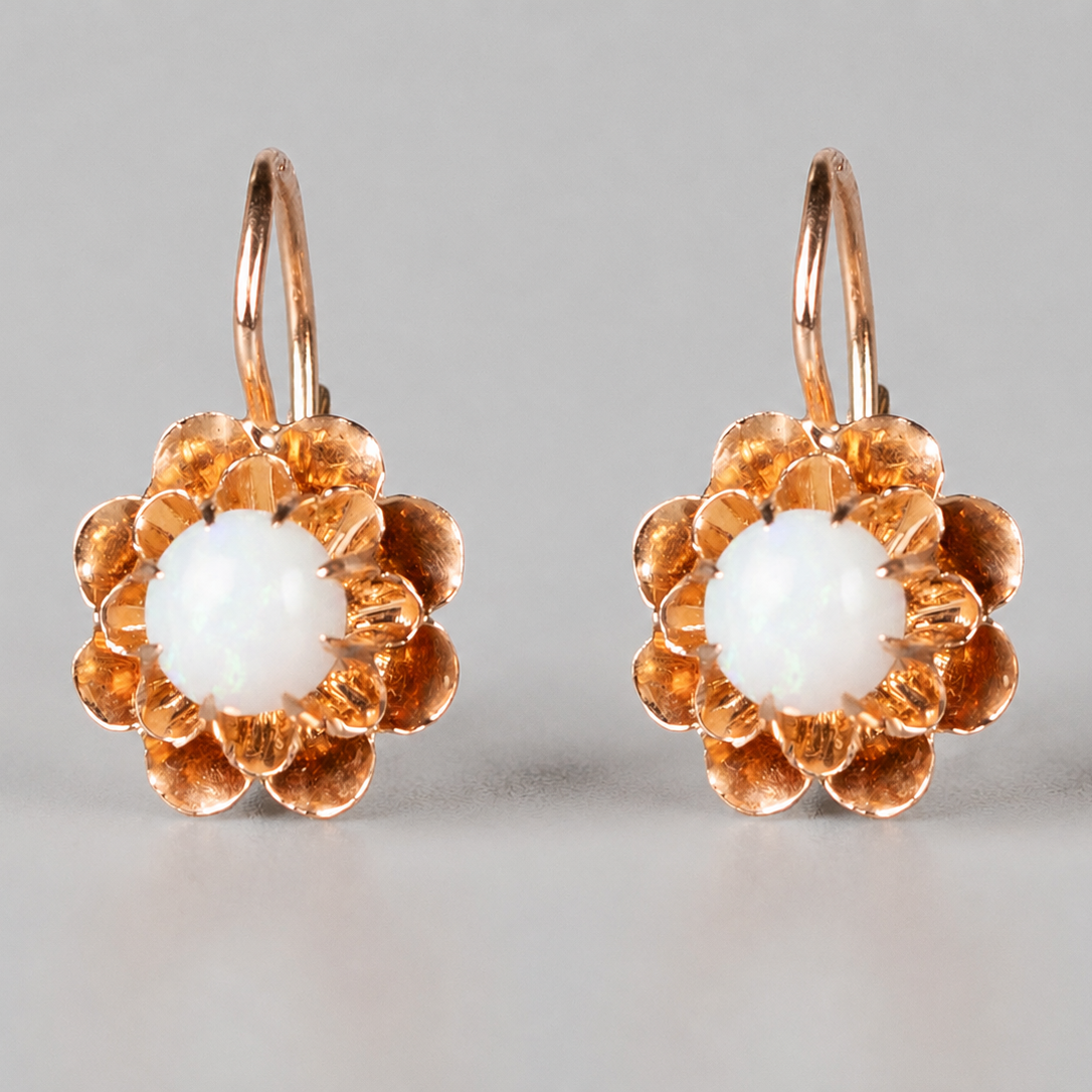 Antike Opal-Ohrhänger in 585 Rotgold | Österreich um 1900–1922 | VINTAGE SISSI