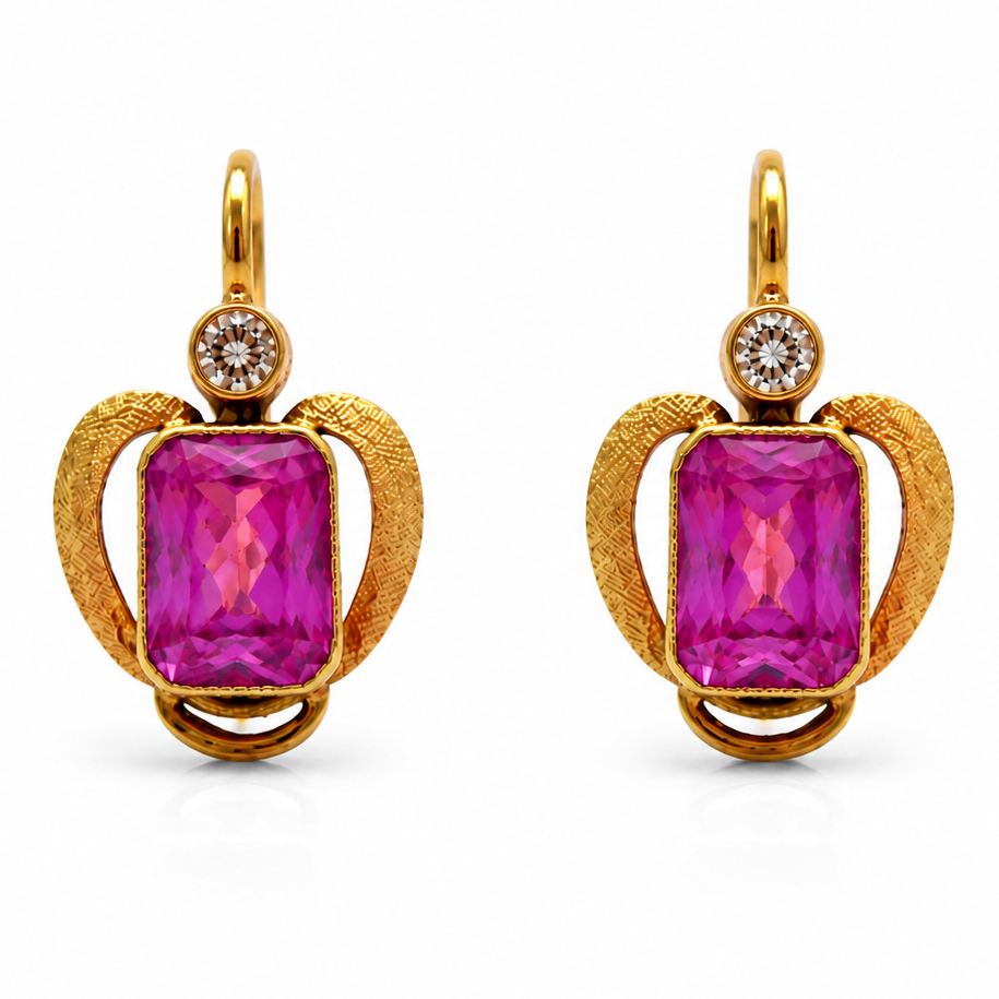Vintage Rubin-Spinell Ohrhänger in 585 Gold | Österreich ca. 1950–1970 | VINTAGE SISSI