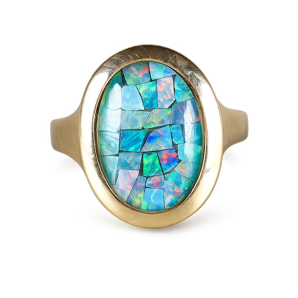 Vintage-Ring mit Opal-Mosaik – 375 Gold (9 Karat)